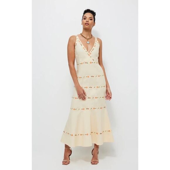 Fanm Mon Alanca Embroidered Maxi Dress Size Small - Picture 1 of 9